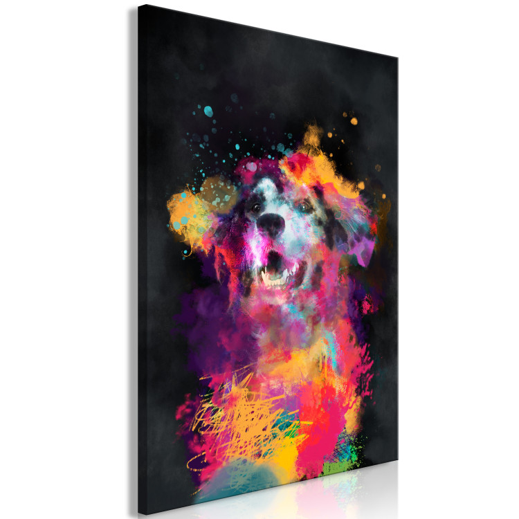 Canvas Dog's Joy (1-piece) Vertical - colorful dog in watercolor motif 130441 additionalImage 2
