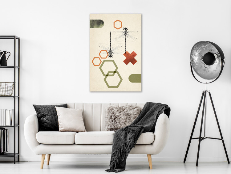 Canvas Print Two dragonflies - children's abstract of insects and geometric figures 131641 additionalImage 3