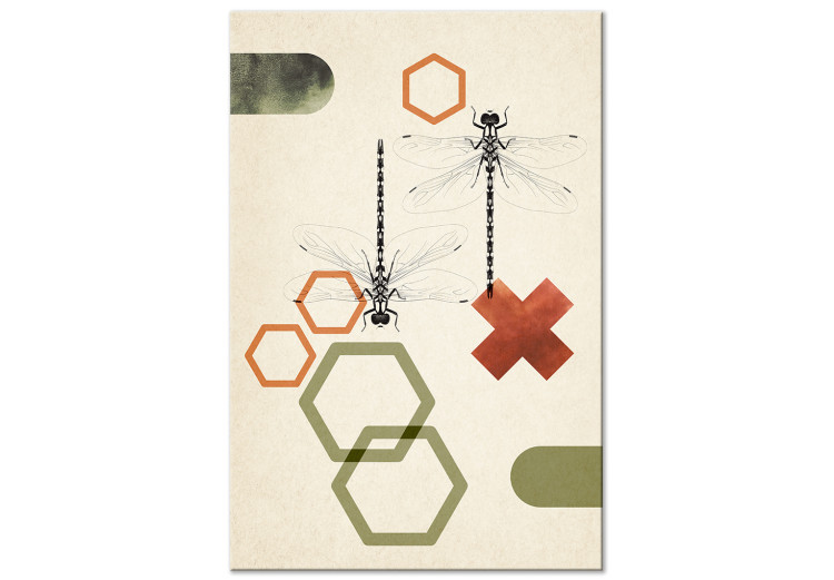 Canvas Print Two dragonflies - children's abstract of insects and geometric figures 131641