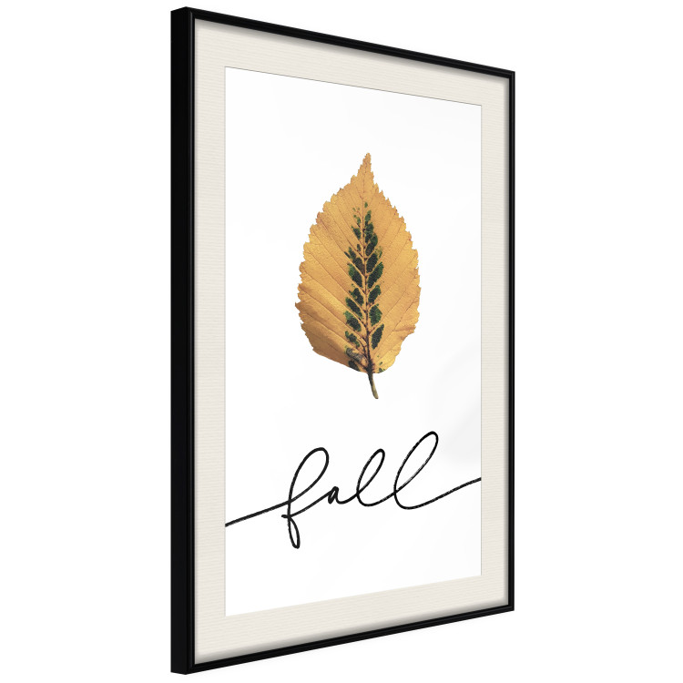 Poster Unusual Leaf - autumn yellow leaf on a contrasting white background 131841 additionalImage 2