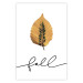 Poster Unusual Leaf - autumn yellow leaf on a contrasting white background 131841