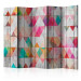 Folding Screen Rainbow Triangles II (5-piece) - colorful geometric composition 132841