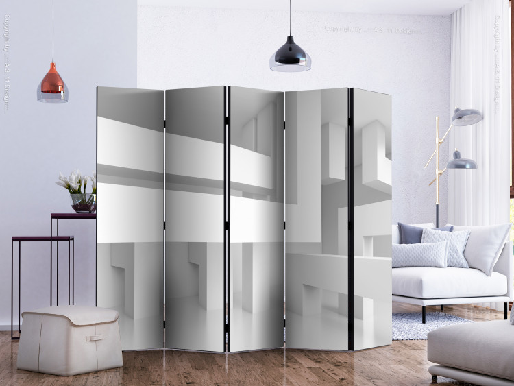 Room Divider Alabaster Maze II (5-piece) - geometric 3D abstraction 132941 additionalImage 2