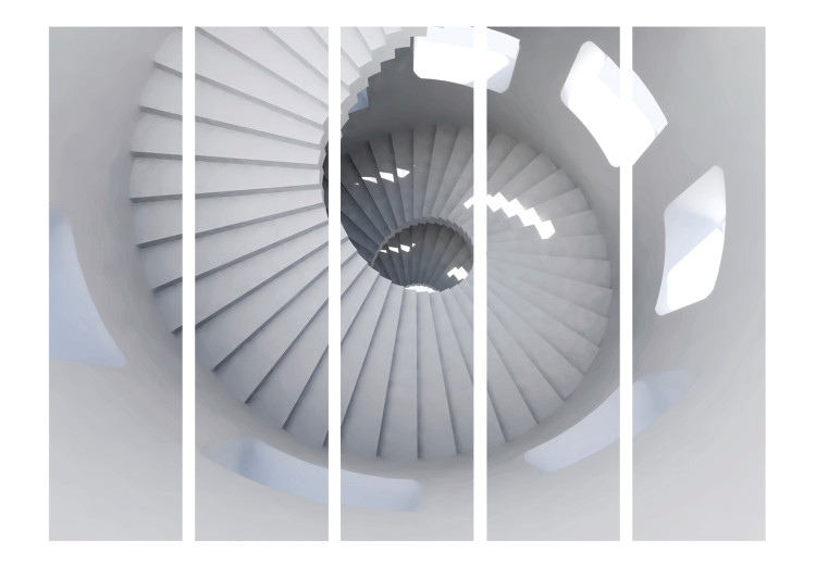 Folding Screen Spiral Stairs II (5-piece) - abstraction with white architecture 133141 additionalImage 3
