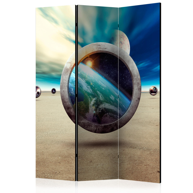 Folding Screen Planet Walk (3-piece) - cosmos against space background in 3D illusion 133241