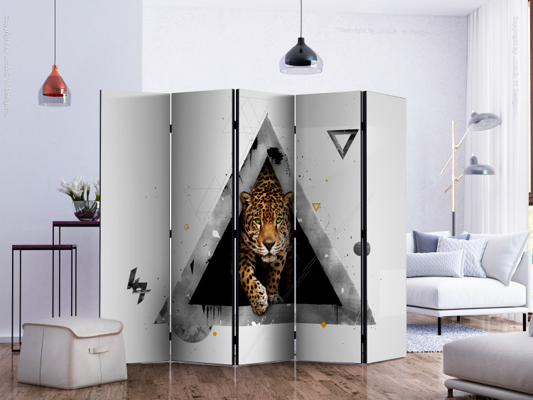Room Divider Wild Abstraction II (5-piece) - animal and geometric figures 133341 additionalImage 2