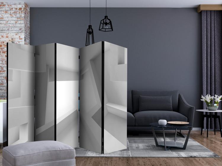 Room Divider Screen White Room II (5-piece) - geometric abstraction in 3D form 133441 additionalImage 4