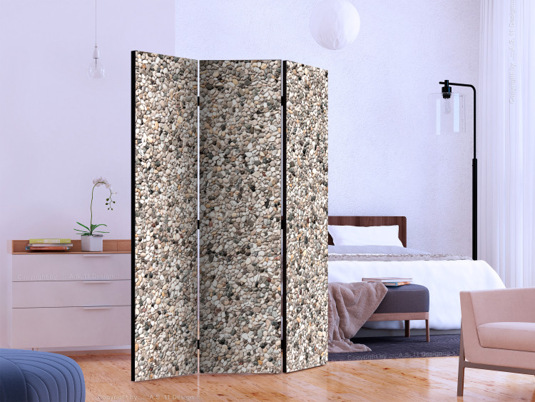 Folding Screen Stone Charm (3-piece) - unique colorful background with wall texture 133541 additionalImage 2