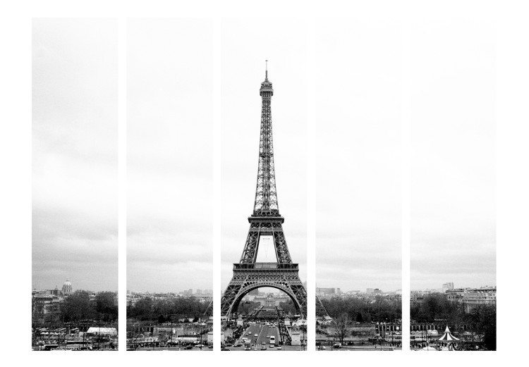 Room Divider Paris: Black and White Photography - black and white landscape of the Eiffel Tower 133841 additionalImage 3
