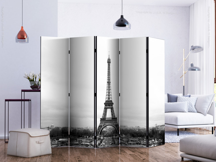 Room Divider Paris: Black and White Photography - black and white landscape of the Eiffel Tower 133841 additionalImage 2