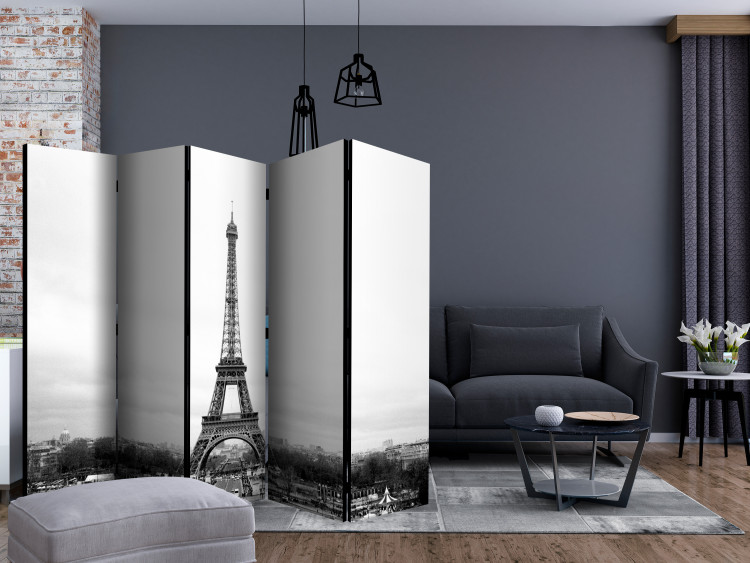 Room Divider Paris: Black and White Photography - black and white landscape of the Eiffel Tower 133841 additionalImage 4