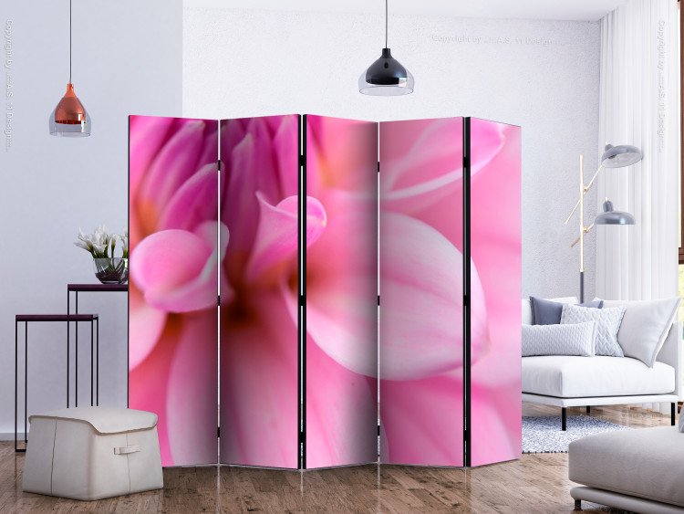 Room Separator Floral Petals - Dahlia II - velvety and pink romantic flowers 133941 additionalImage 2