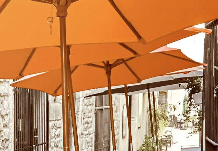 Canvas Print Italian Cafe - a photo of a narrow streets with tables and umbrellas 135841 additionalImage 4