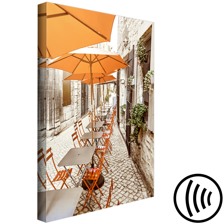 Canvas Print Italian Cafe - a photo of a narrow streets with tables and umbrellas 135841 additionalImage 6