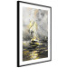 Poster Ship Amidst the Storm - grayscale landscape of a ship at sea 136041 additionalThumb 4