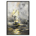 Poster Ship Amidst the Storm - grayscale landscape of a ship at sea 136041 additionalThumb 12