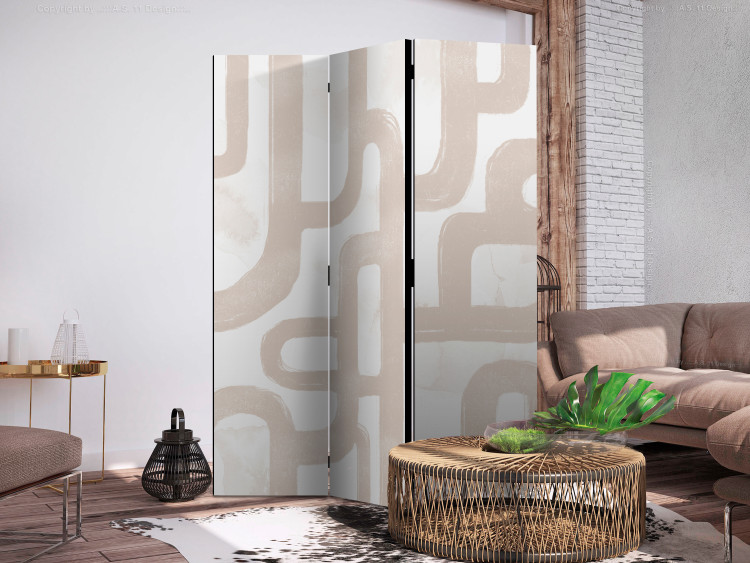 Room Separator Path of Abstraction (3-piece) - Simple composition in beige color 137241 additionalImage 2