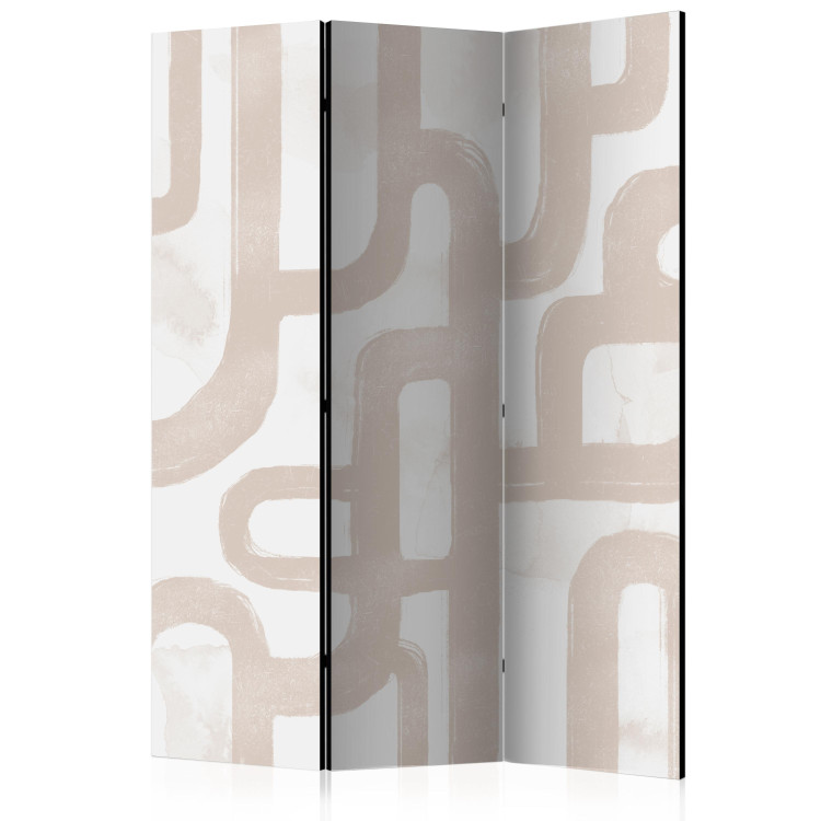 Room Separator Path of Abstraction (3-piece) - Simple composition in beige color 137241