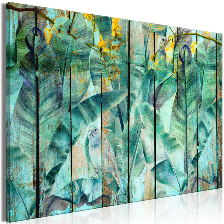 Canvas Moment with Greenery (1-piece) Wide - exotic birds on wood 137841 additionalImage 2