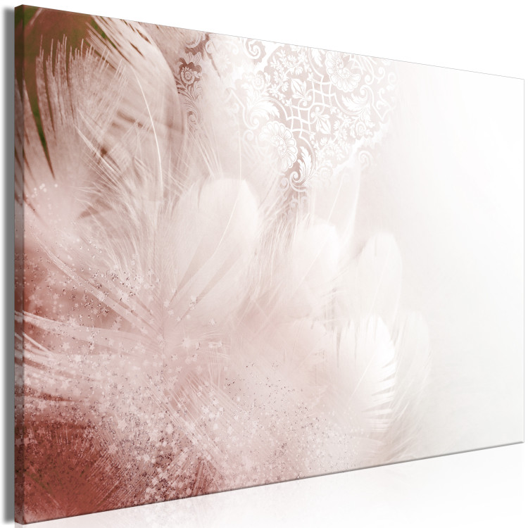 Canvas Art Print Feathers (1-piece) Wide - first variant - abstraction in pink 138241 additionalImage 2