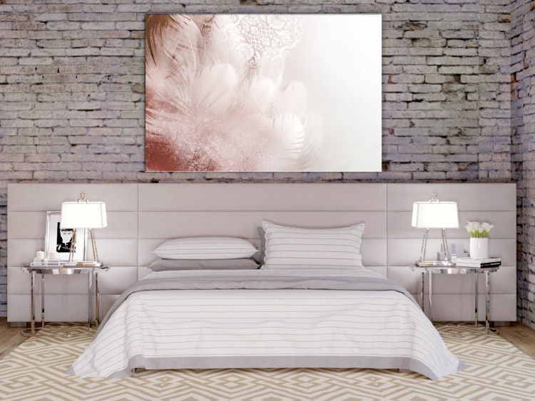 Canvas Art Print Feathers (1-piece) Wide - first variant - abstraction in pink 138241 additionalImage 3