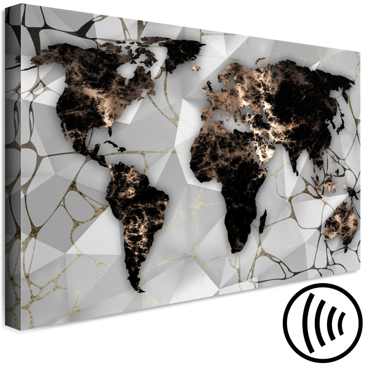 Canvas Print World in Gold (1-piece) Wide - world map and abstraction in background 143041 additionalImage 6