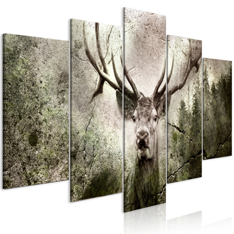 Canvas Print Spirit of the Forest (5-piece) Wide - woodland creature and coniferous trees in the background 143241 additionalImage 2