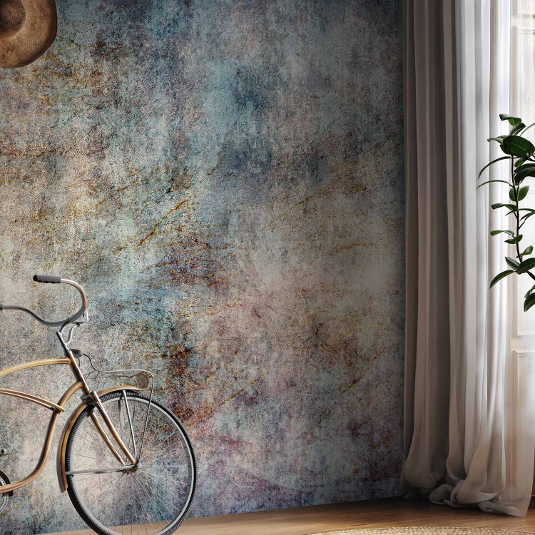 Wall Mural Blue flashes - concrete textured abstract with golden glow 143341 additionalImage 7