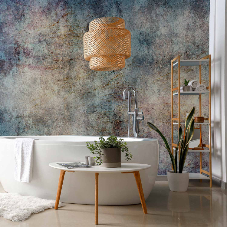 Wall Mural Blue flashes - concrete textured abstract with golden glow 143341 additionalImage 8