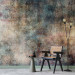 Wall Mural Blue flashes - concrete textured abstract with golden glow 143341