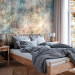 Wall Mural Blue flashes - concrete textured abstract with golden glow 143341 additionalThumb 2