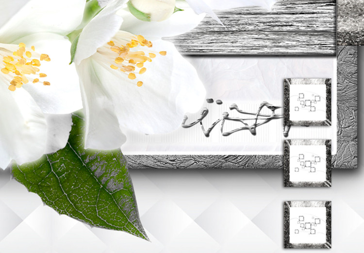 Canvas White Flowers (1-piece) - spring blossoms on an abstract background 144041 additionalImage 4