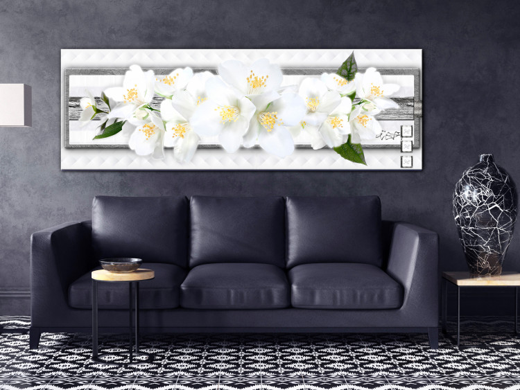 Canvas White Flowers (1-piece) - spring blossoms on an abstract background 144041 additionalImage 3