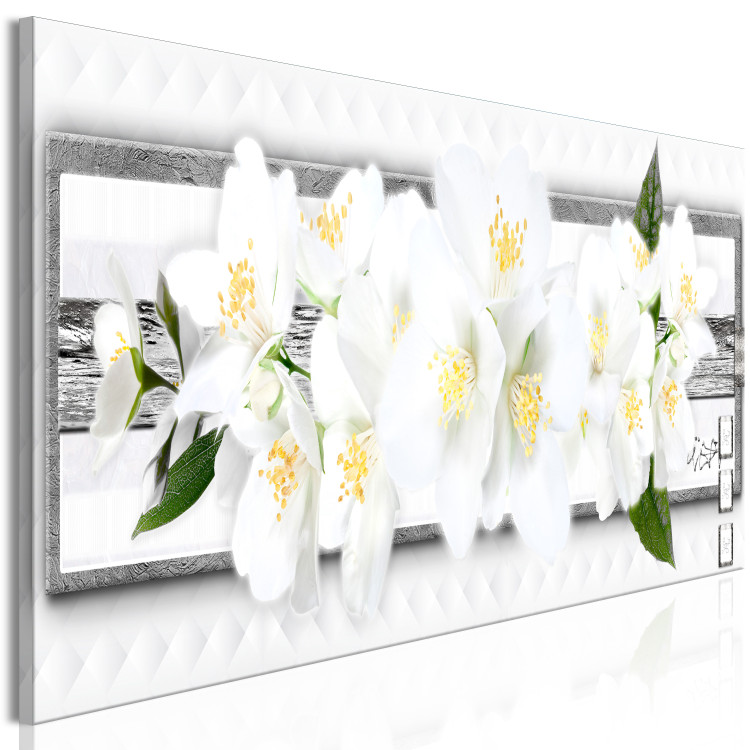 Canvas White Flowers (1-piece) - spring blossoms on an abstract background 144041 additionalImage 2