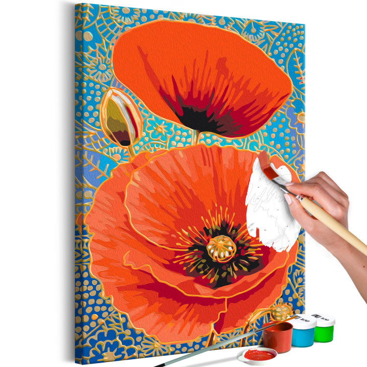 Paint by Number Kit Red Poppies - Meadow Flowers on a Turquoise Decorative Background 144141 additionalImage 3