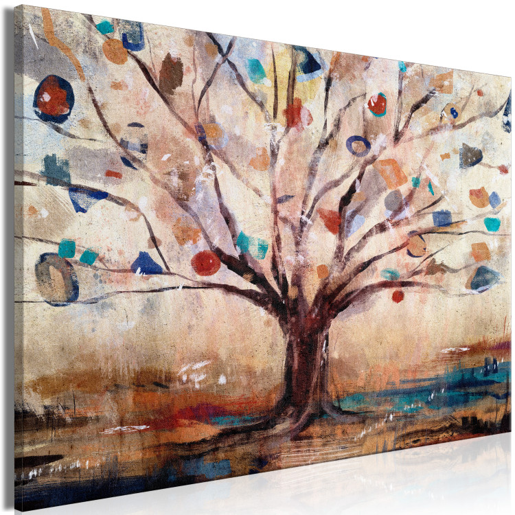 Canvas Abstract Nature (1-piece) - painted tree in warm colors 145141 additionalImage 2