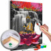 Paint by Number Kit Buddha with a Lotus - Meditating Figure in Front of a Waterfall and Pink Trees 146541