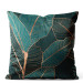 Decorative Velor Pillow Noble ficus - a botanical glamour composition with gold pattern 147041