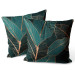 Decorative Velor Pillow Noble ficus - a botanical glamour composition with gold pattern 147041 additionalThumb 3