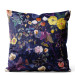 Decorative Velor Pillow Oriental meetings - floral composition on a sapphire background 147141