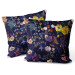 Decorative Velor Pillow Oriental meetings - floral composition on a sapphire background 147141 additionalThumb 3
