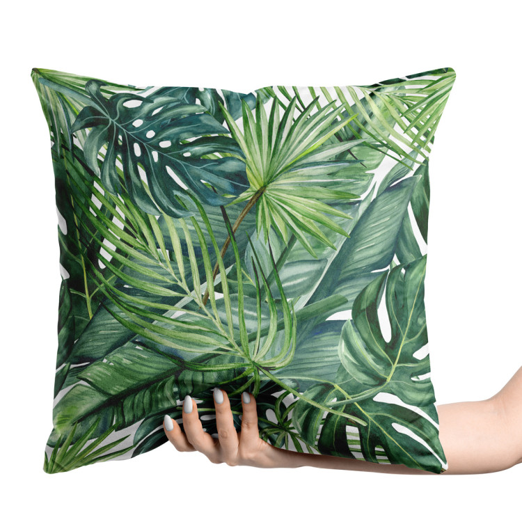 Decorative Velor Pillow Green corner - leaves of various shapes, shown on a white background 147241 additionalImage 2