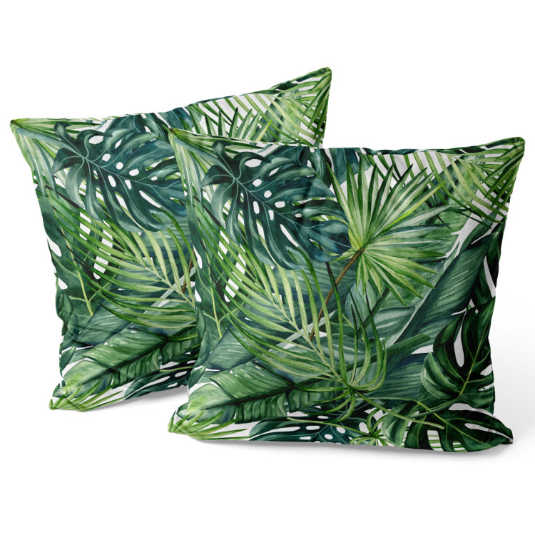 Decorative Velor Pillow Green corner - leaves of various shapes, shown on a white background 147241 additionalImage 3
