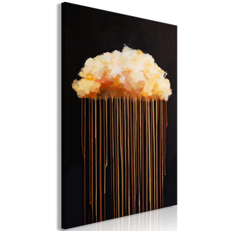 Canvas Print Painted Abstraction - Golden-Brown Rainy Cloud on a Black Background 148441 additionalImage 2