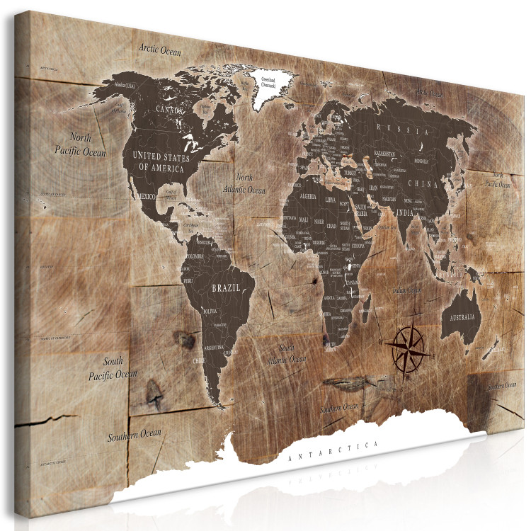 Large canvas print World Map: Wooden Mosaic II [Large Format] 149141 additionalImage 2
