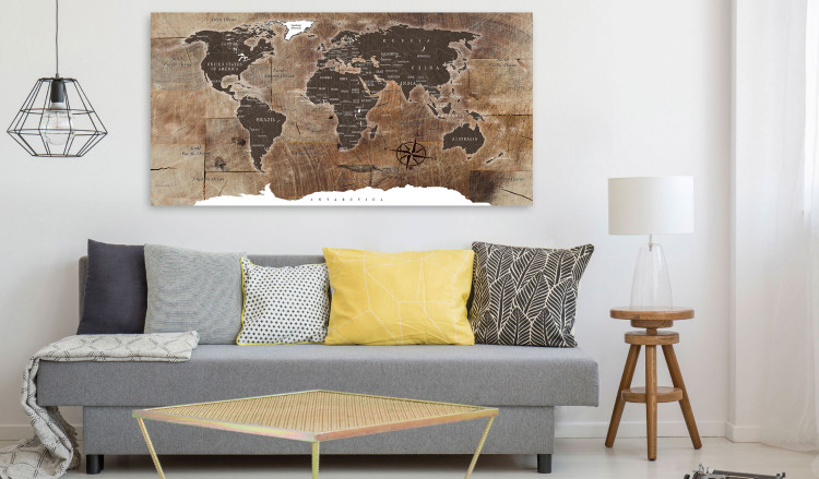 Large canvas print World Map: Wooden Mosaic II [Large Format] 149141 additionalImage 5