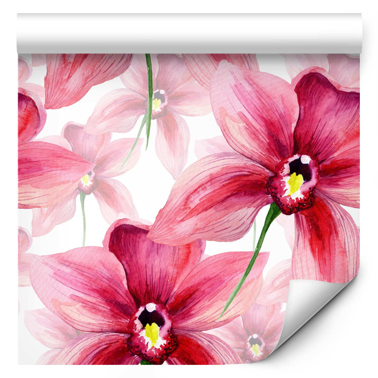 Modern Wallpaper Watercolor Flower - Dark Pink Orchid on a White Background 150041 additionalImage 1