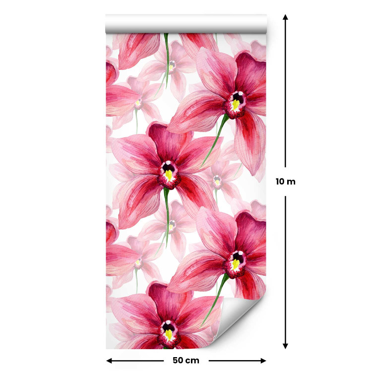Modern Wallpaper Watercolor Flower - Dark Pink Orchid on a White Background 150041 additionalImage 7