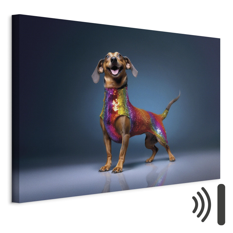 Canvas Print AI Dachshund Dog - Smiling Animal in Colorful Disguise - Horizontal 150241 additionalImage 8
