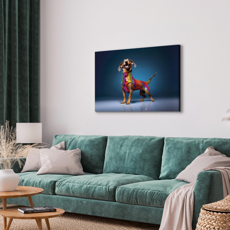 Canvas Print AI Dachshund Dog - Smiling Animal in Colorful Disguise - Horizontal 150241 additionalImage 5